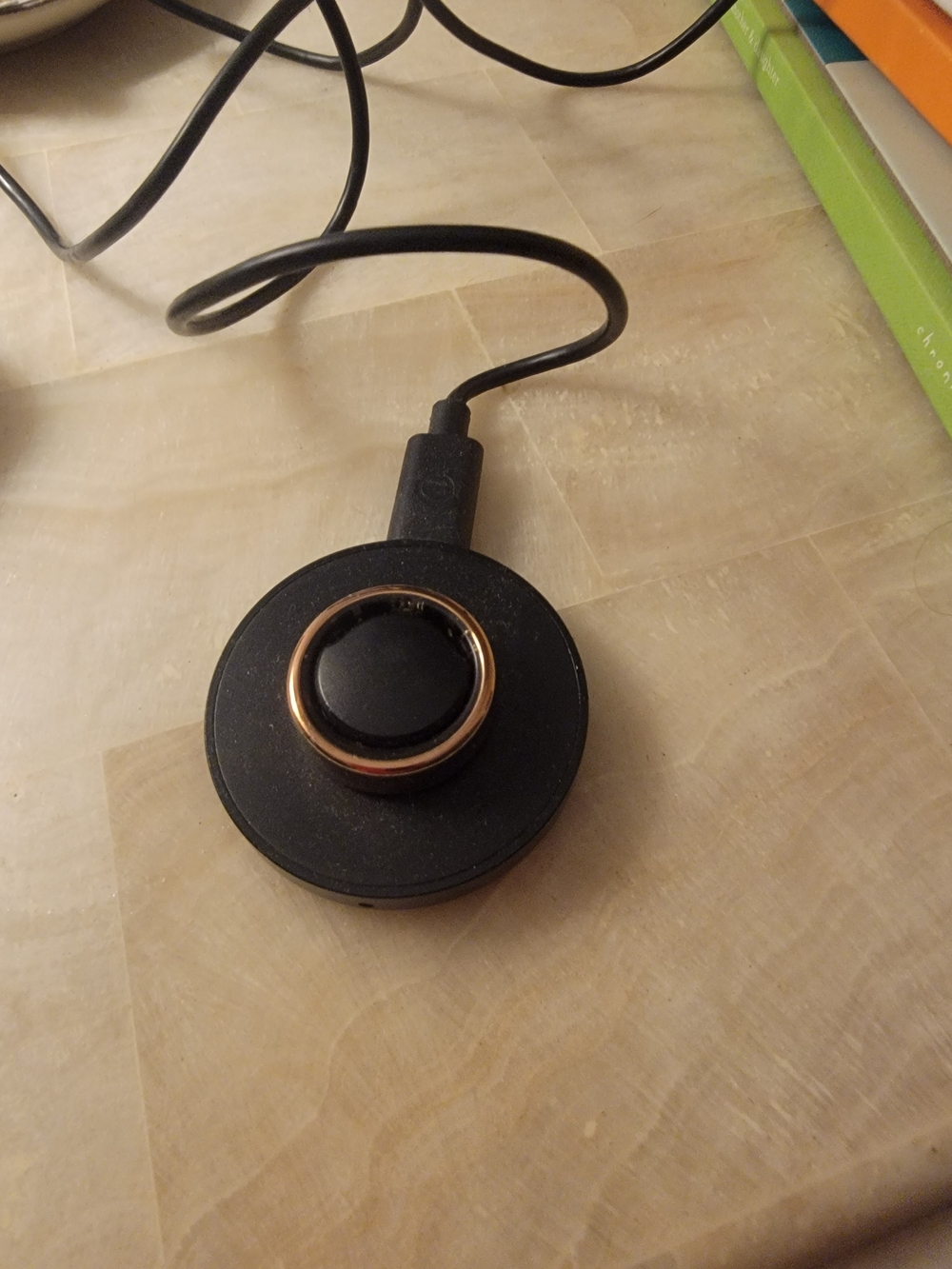 Oura Black Ring Charger with Rose Gold Accent